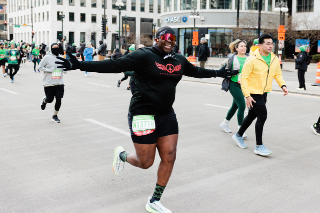 Jackie celebrating during the Shamrock Shuffle